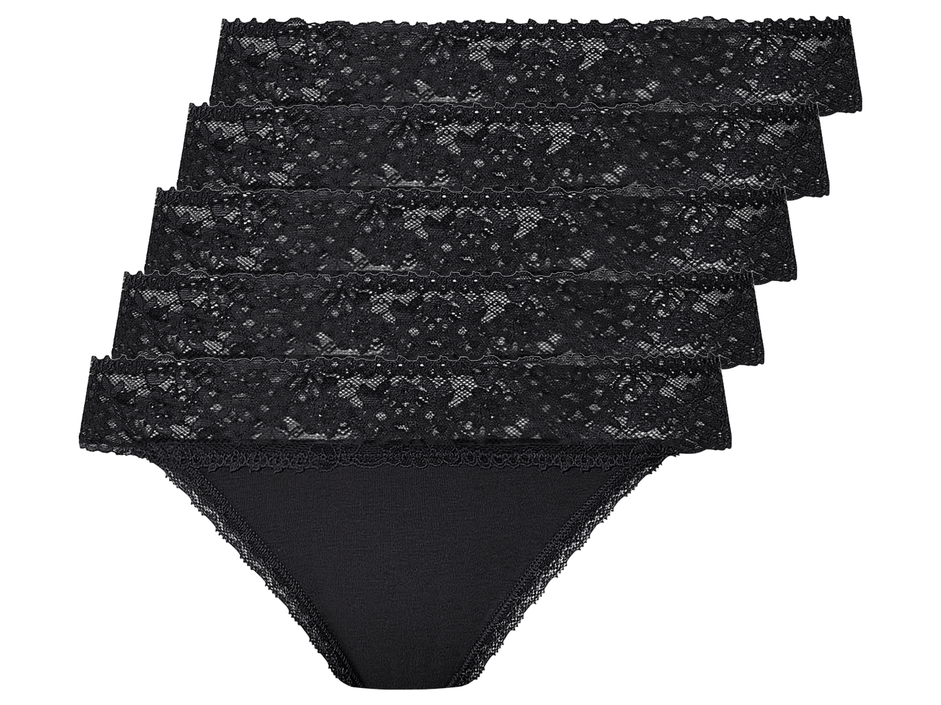 esmara® Dámské kalhotky s krajkou, 5 kusů (černá, M (40/42))