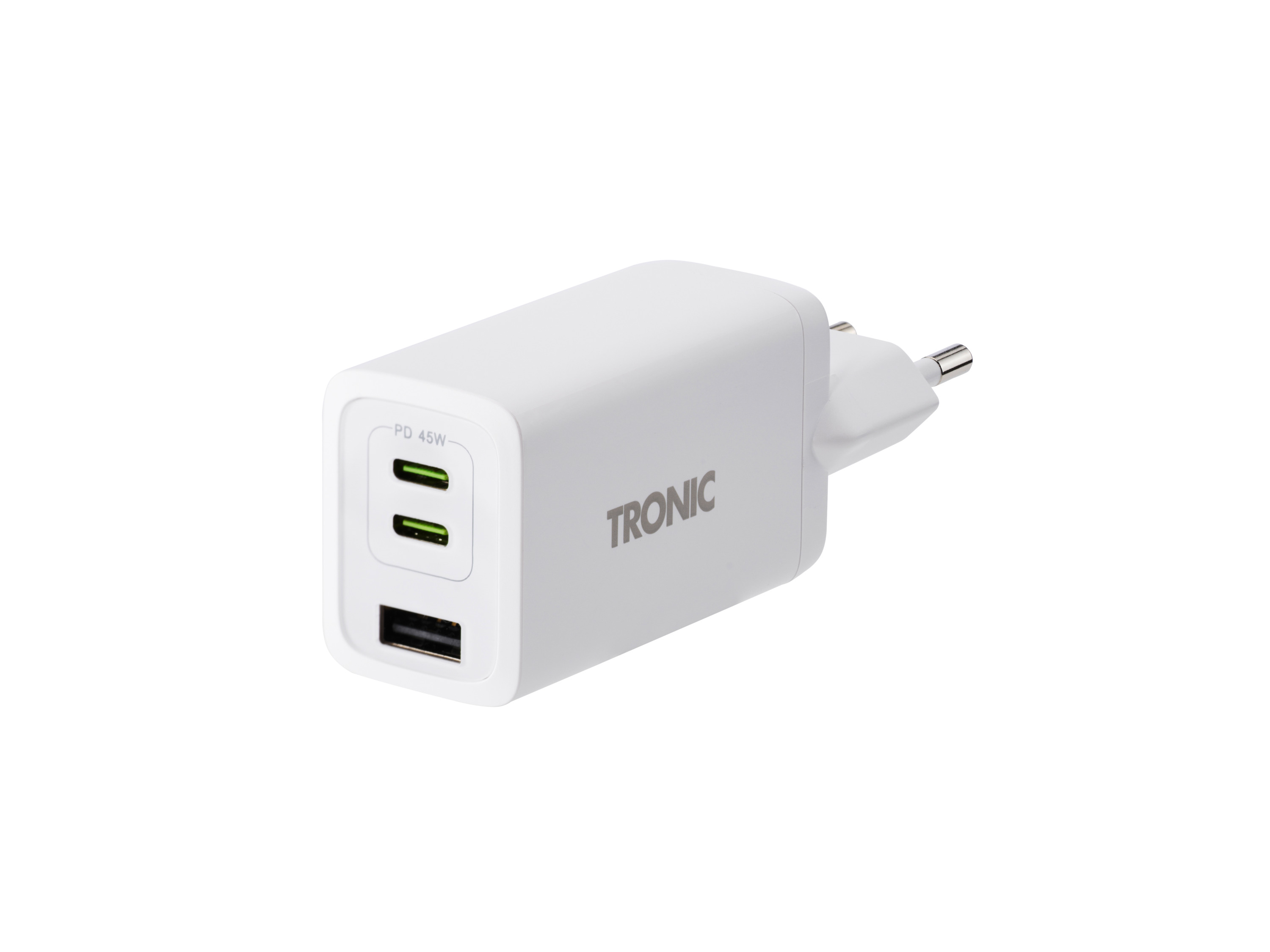 Tronic® Rychlonabíječka GaN 2 x Usb-C a Usb-A (bílá)
