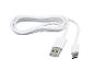 Bílý kabel USB-A na USB-C, stočený na bílém pozadí.