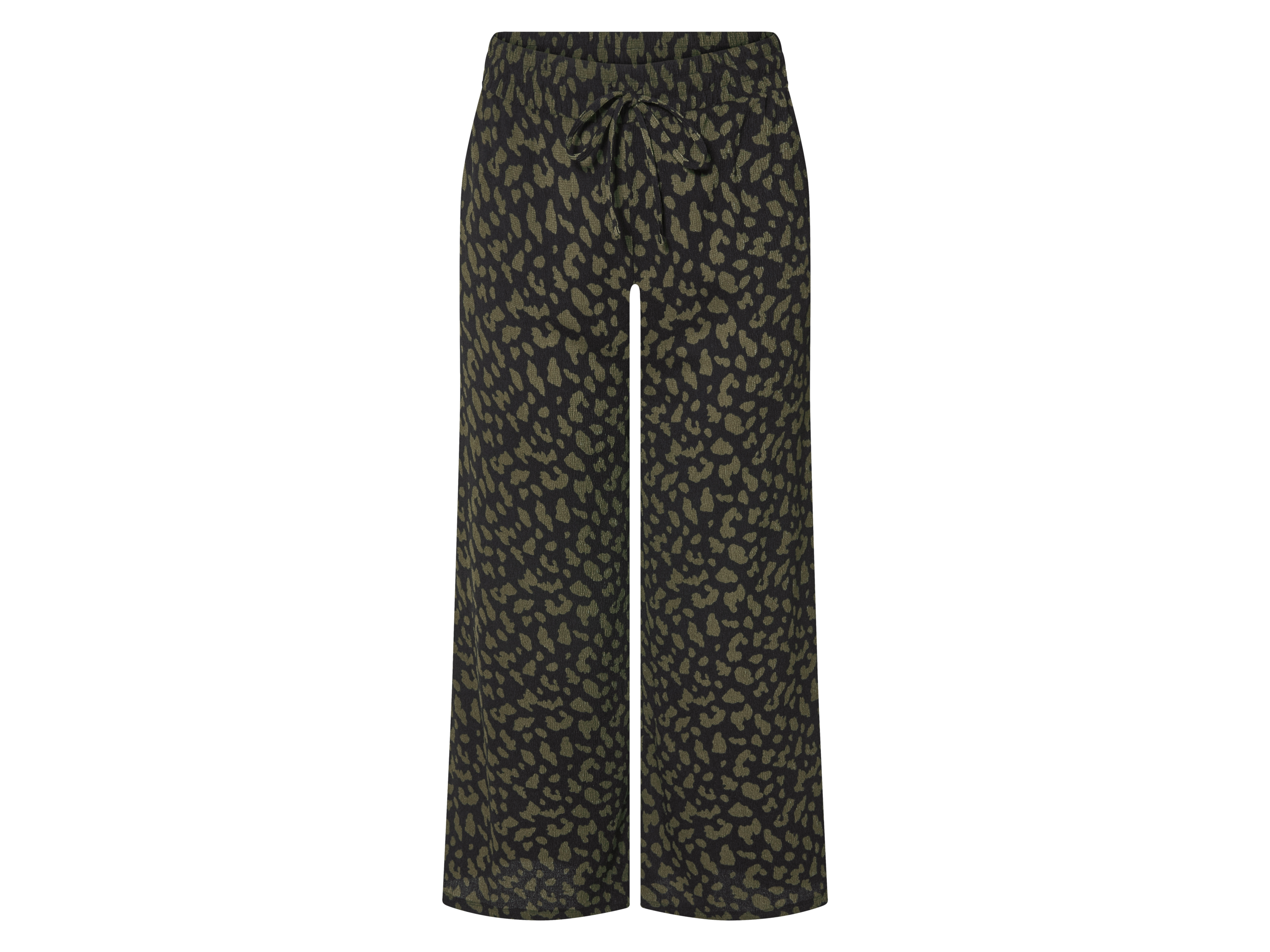 esmara® Dámské kalhoty se širokými nohavicemi XXL (vzorovaná/olivová, 3Xl(56/58))