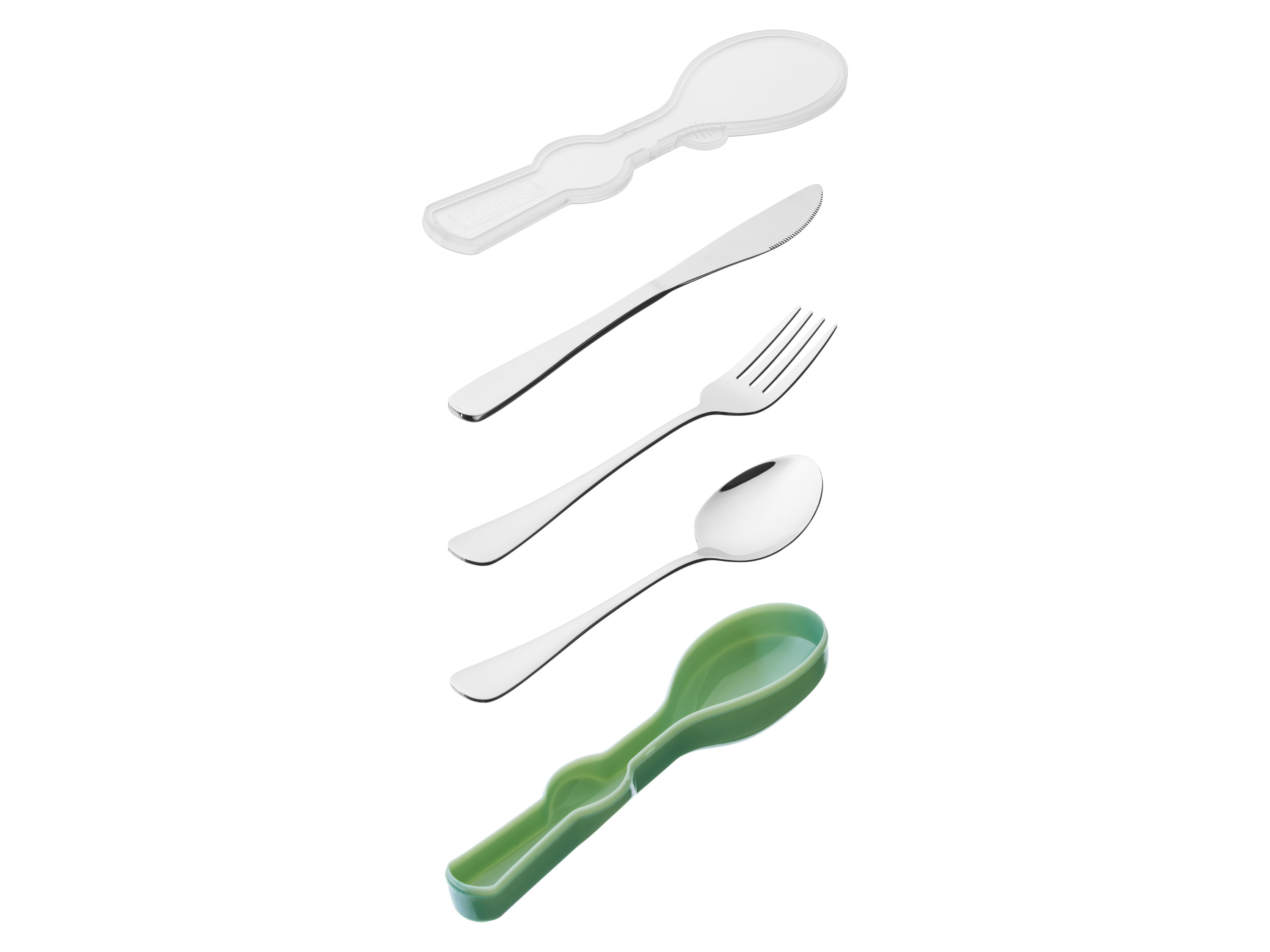 Crivit Sada kempinkových příborů, 3dílná (zelená)