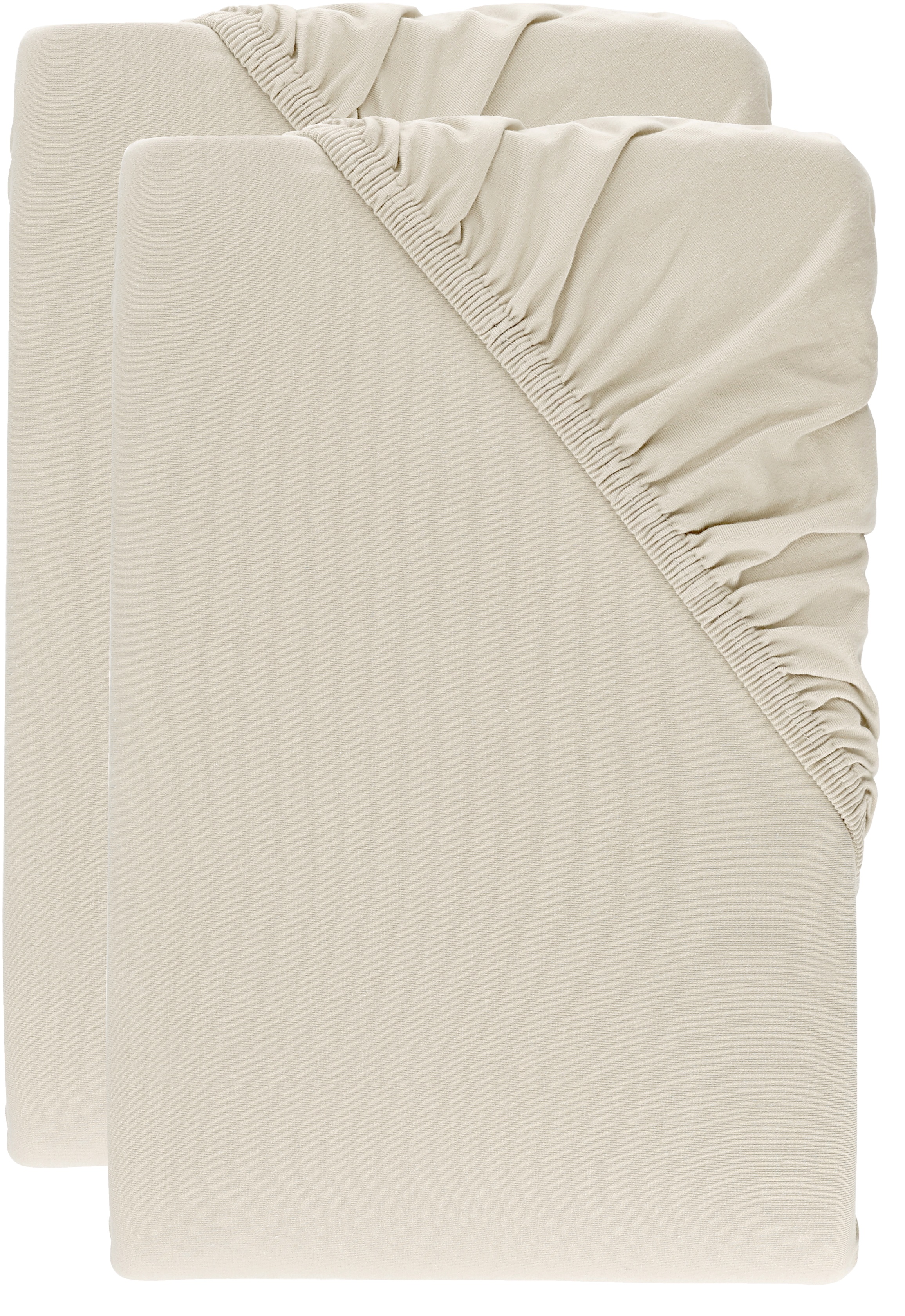 Livarno® Sada žerzejových napínacích prostěradel, 90–100 x 200 cm, 2dílná, béžová