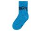Modré ponožky s logem Smurfů.