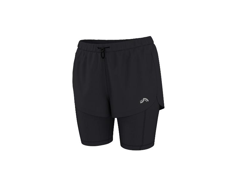 Černé dámské sportovní šortky 2 v 1 s integrovanými legínami.