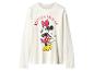 Bílé tričko s dlouhým rukávem s grafikou Minnie Mouse a textem „MINNIE MOUSE“.