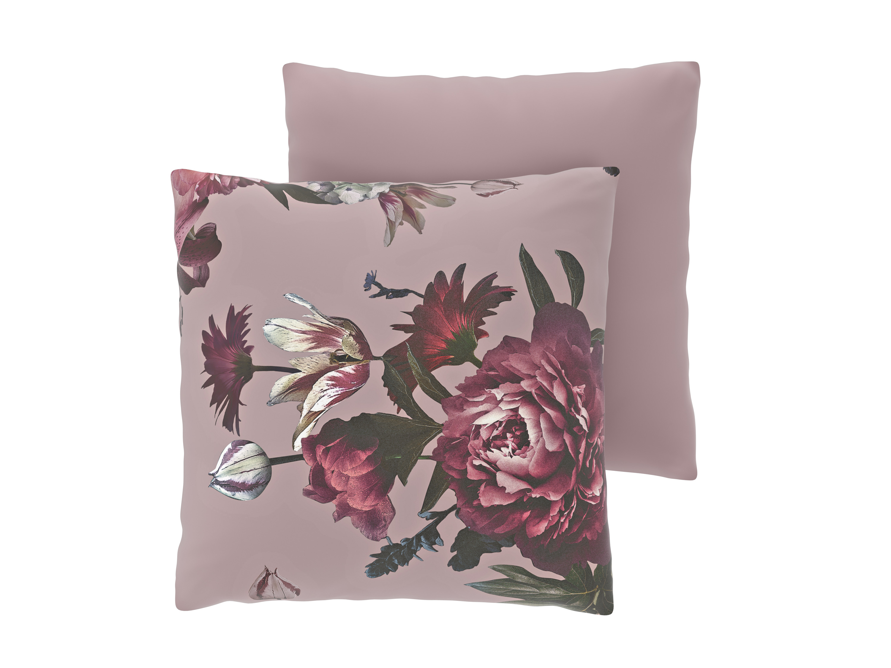 Livarno® Potah na polštář z mikrovláknitého saténu, 50 x 60 cm, 2 kusy (květiny/růžová)