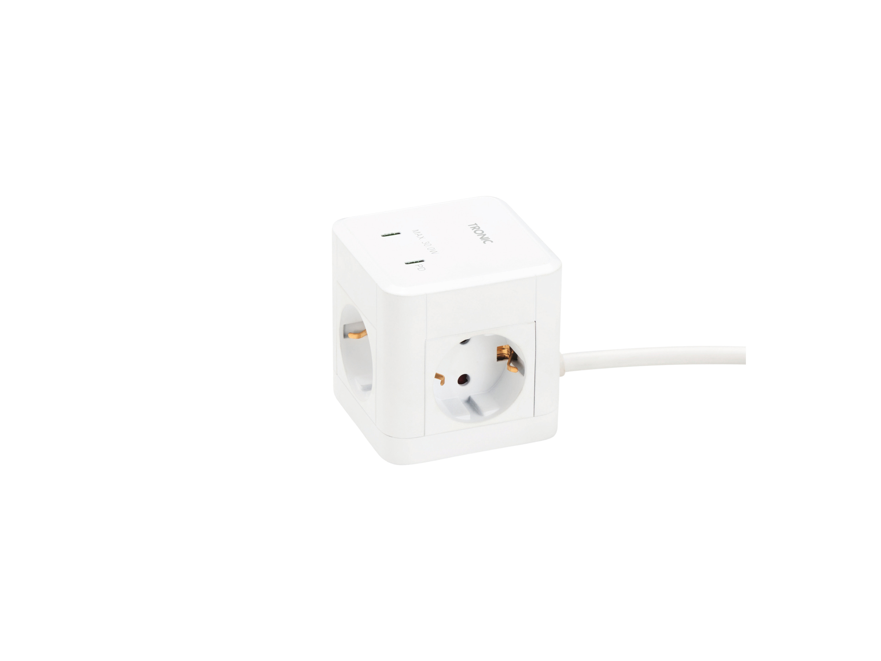 Tronic® Zásuvková kostka s USB porty (bílá)