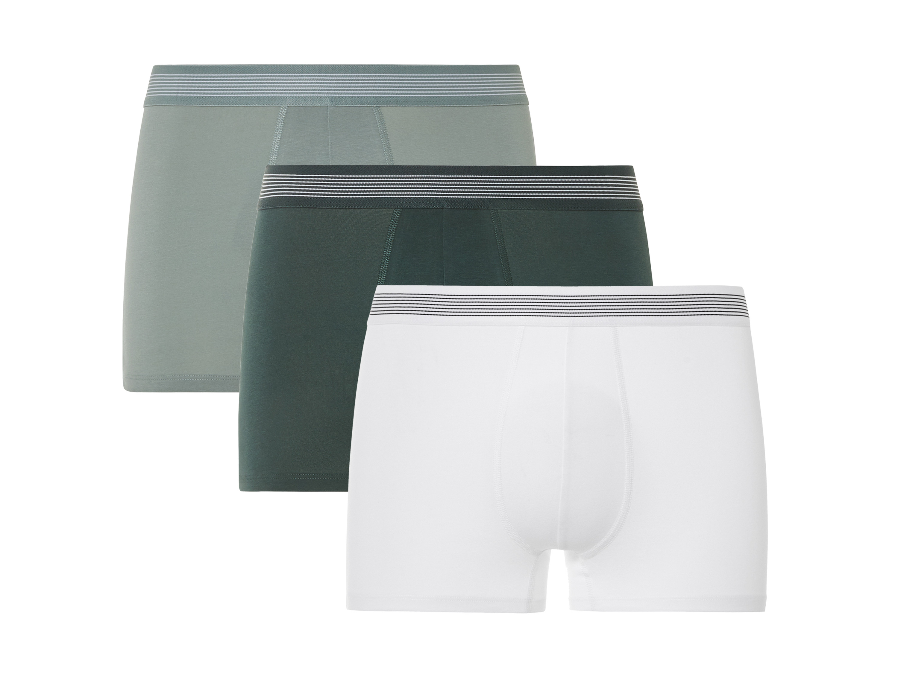 Livergy® Pánské boxerky s BIO bavlnou, 3 kusy (5/M, zelená/bílá)