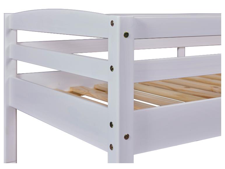 Bílá dřevěná palanda s dřevěnými lamelami.