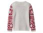 Bílý svetr s červenými rukávy se vzorem Fair Isle