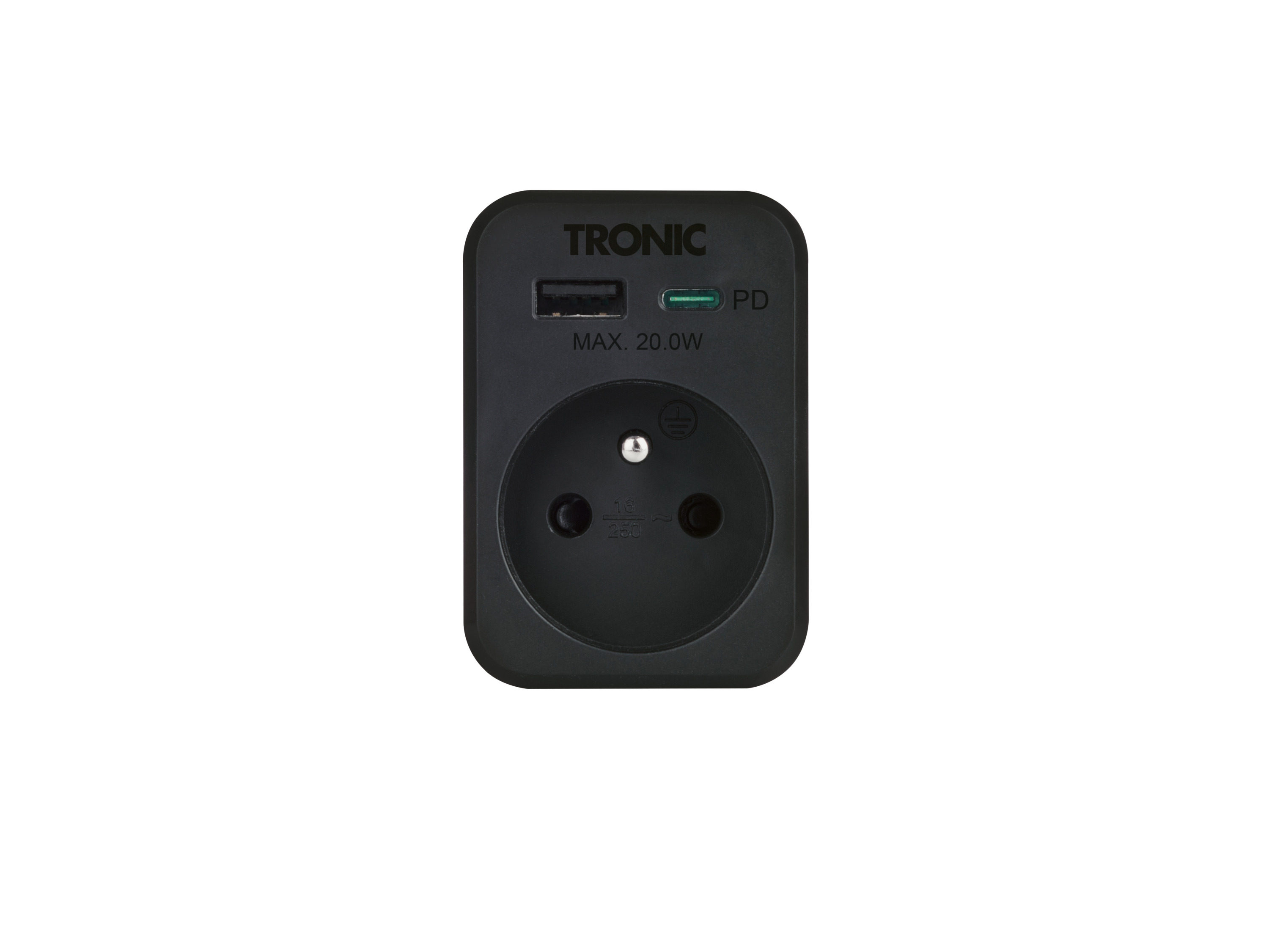 Tronic® Zásuvkový USB adaptér USB A + C (černá)