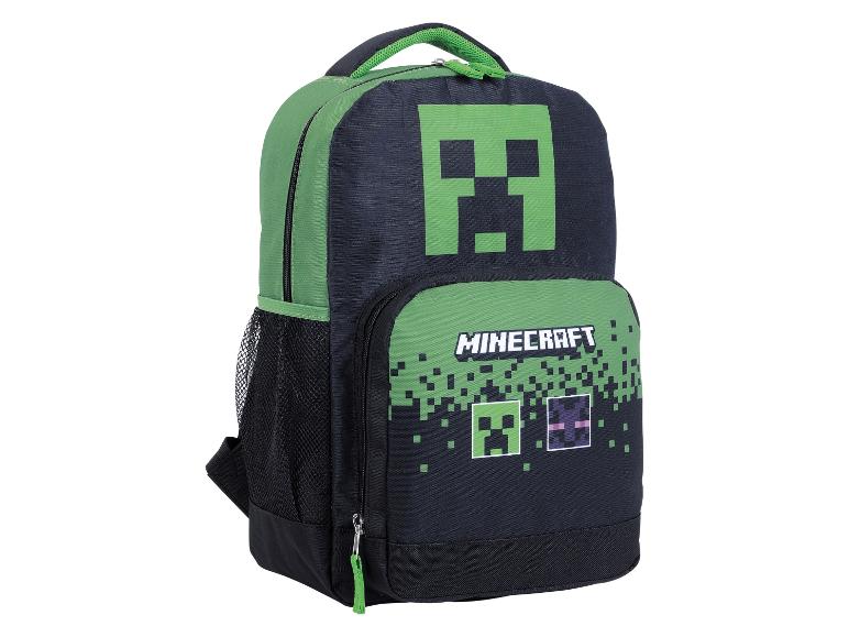 Batoh Minecraft: design Creeper, černý a zelený.
