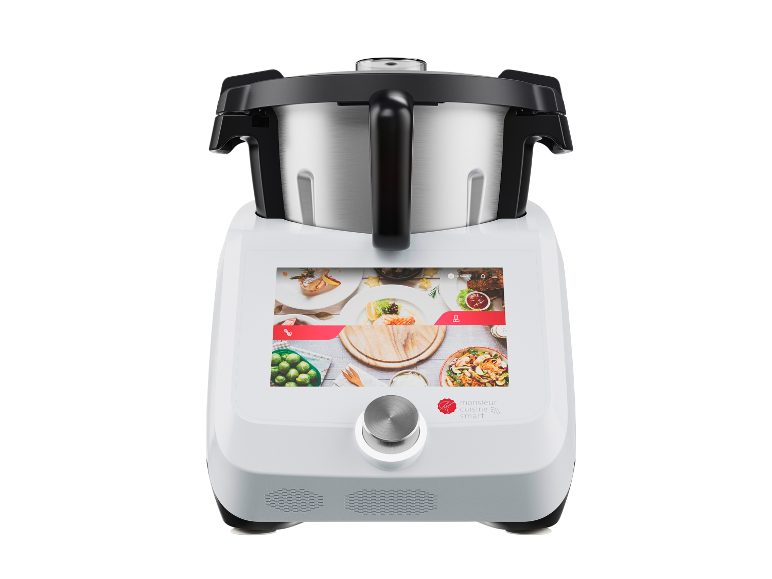 Monsieur Cuisine Smart: kuchyňský robot s dotykovou obrazovkou a nerezovou nádobou.