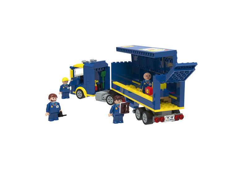Modrý nákladní automobil LIDL se čtyřmi mini figurkami.