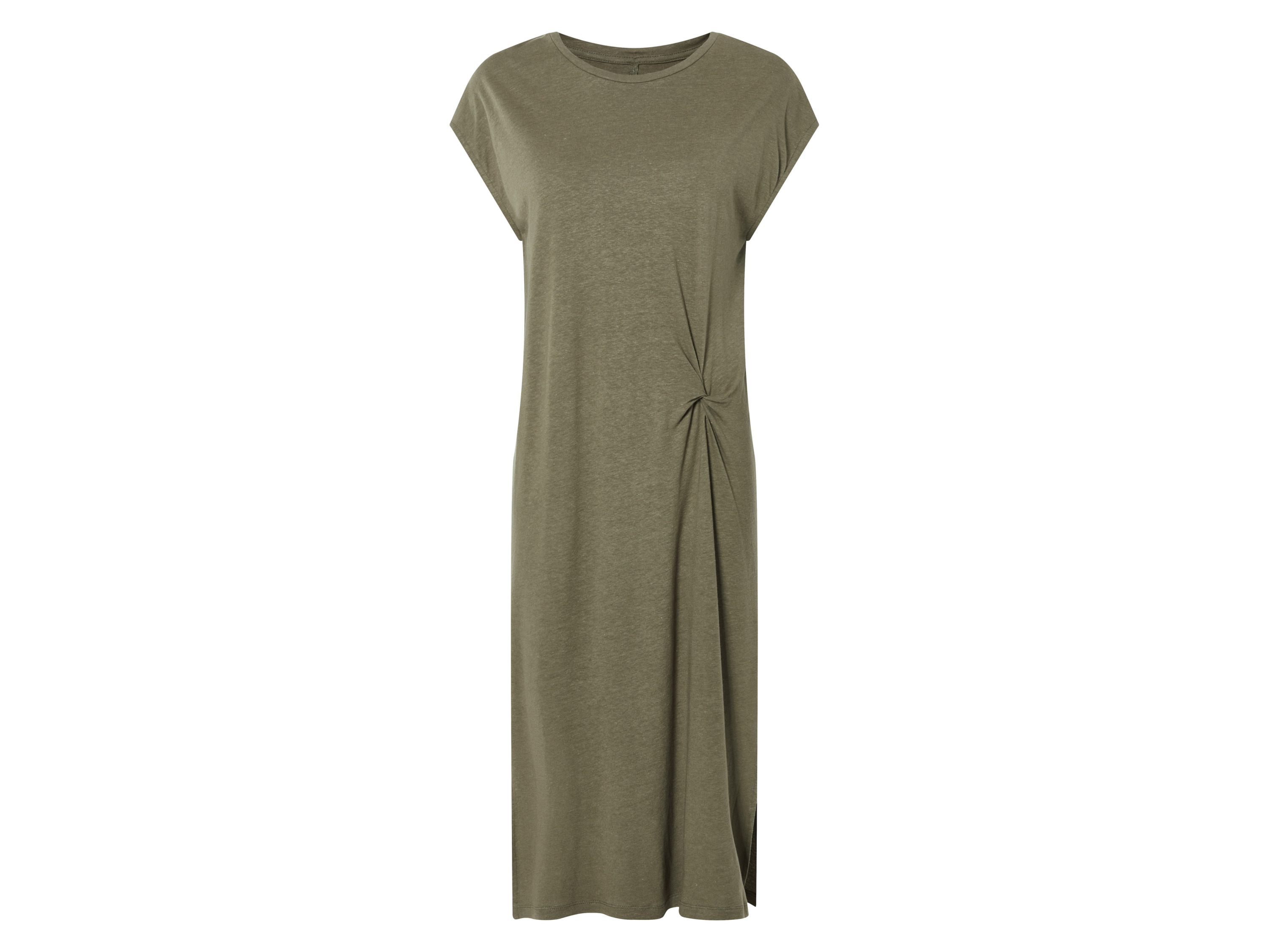 esmara® Dámské lněné šaty v midi délce, s viskózou (khaki, L(44/46))