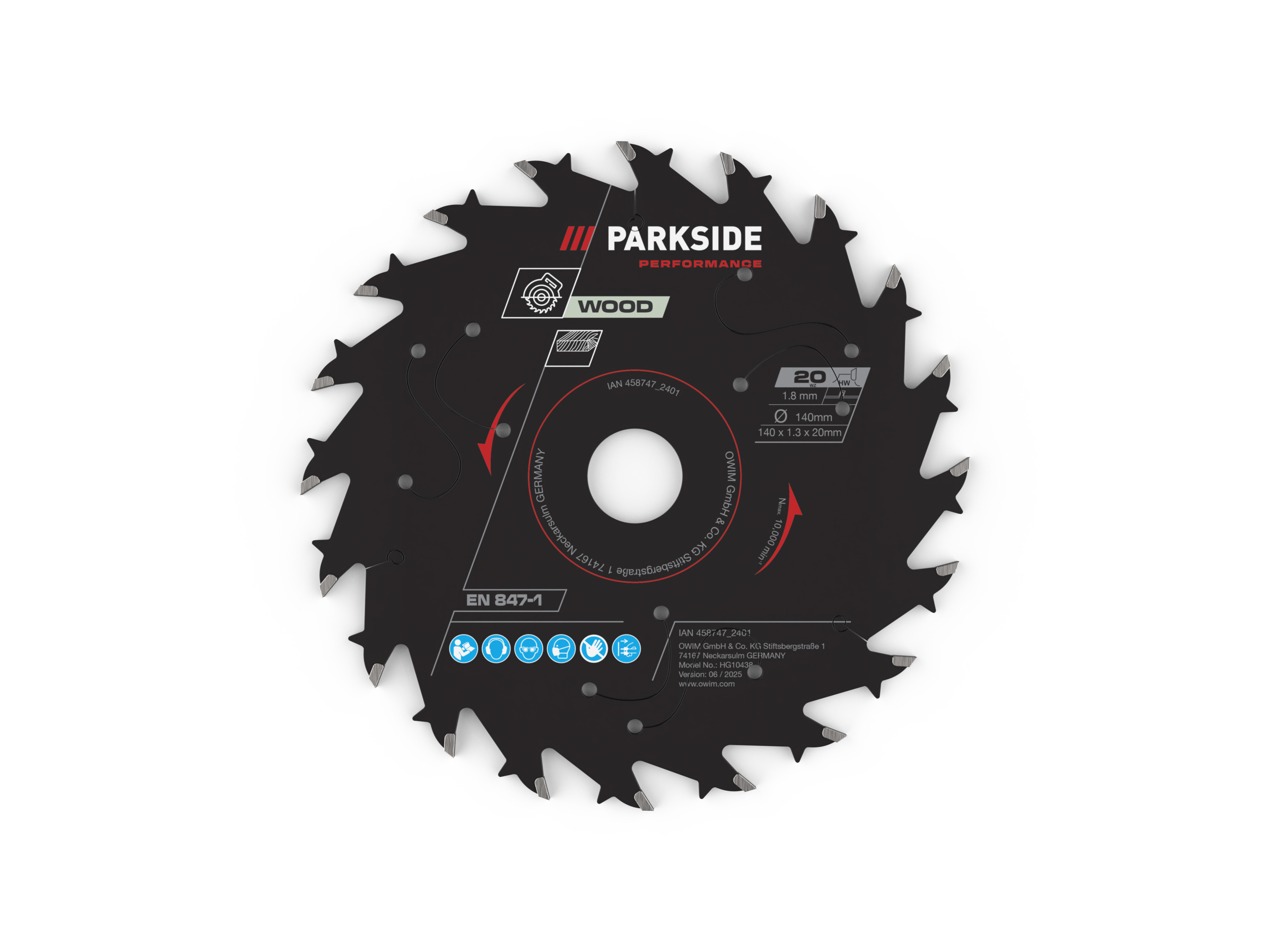 Parkside Performance® Pilový kotouč pro okružní pily, Ø 140 mm (Dřevo/20 zubů)