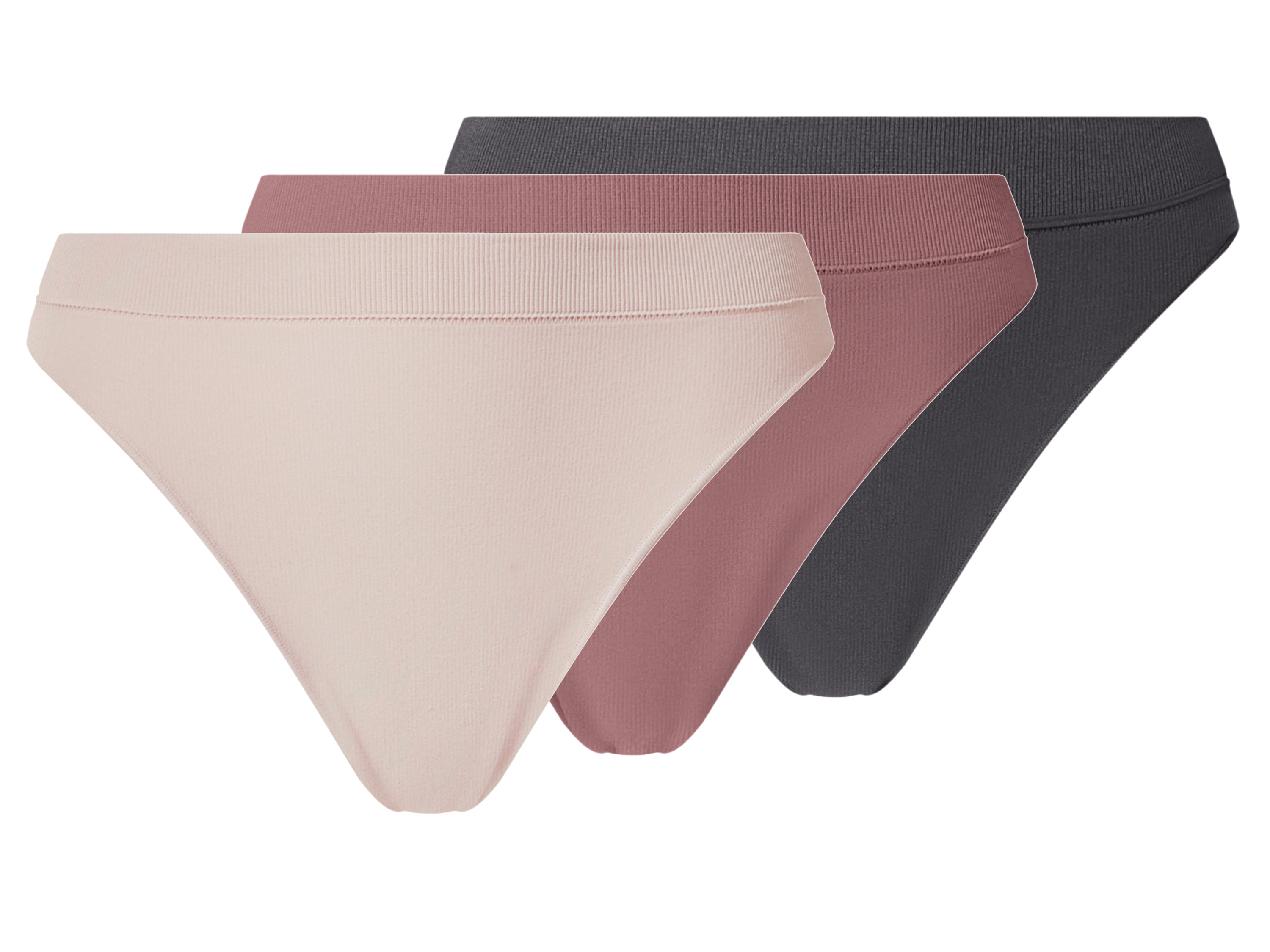 esmara® Dámské bezešvé kalhotky, 3 kusy (antracitová / světle růžová, Xs(32/34))