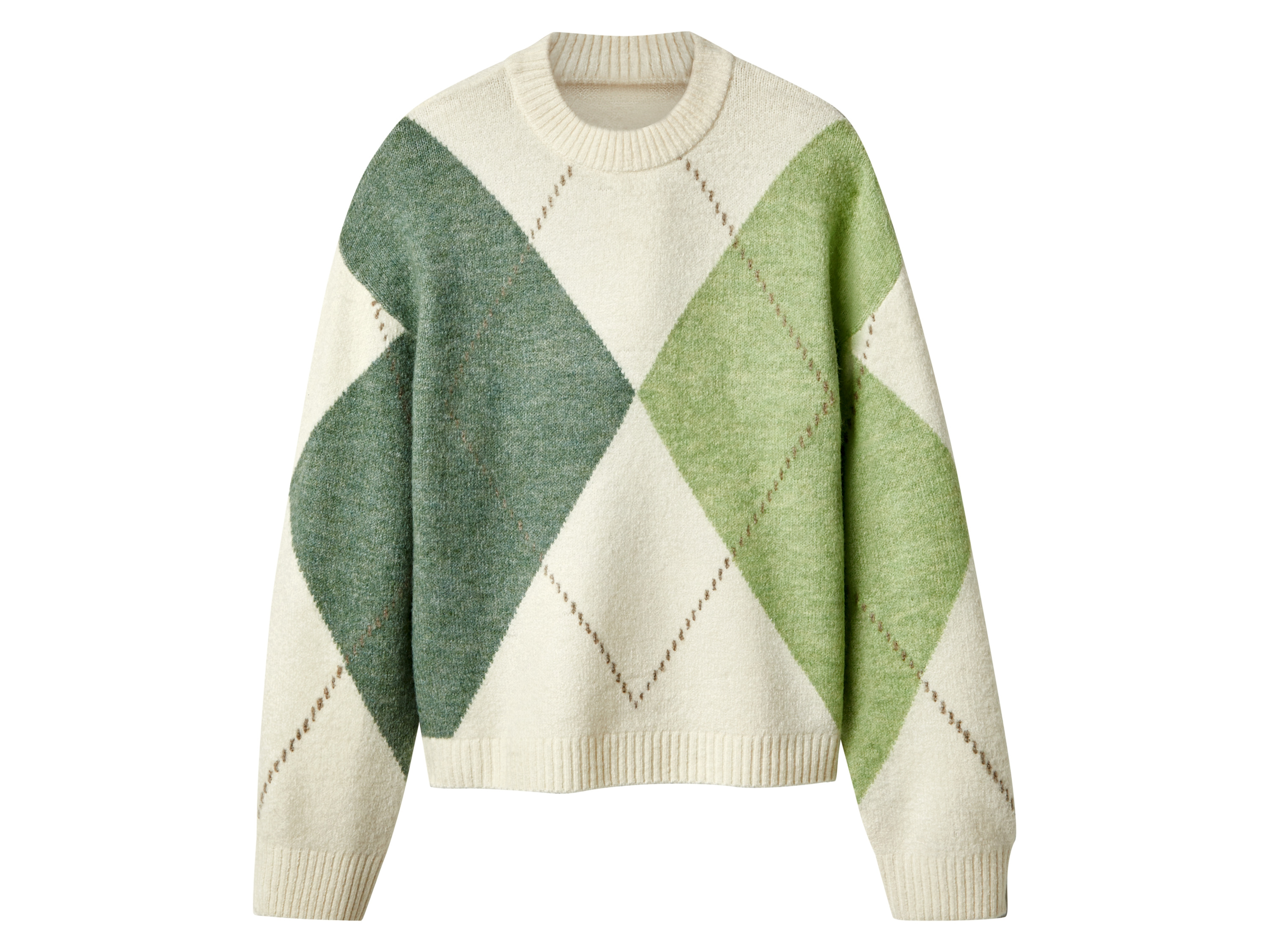 esmara® Dámský svetr s podílem vlny (bílá/zelená, Xs(32/34))