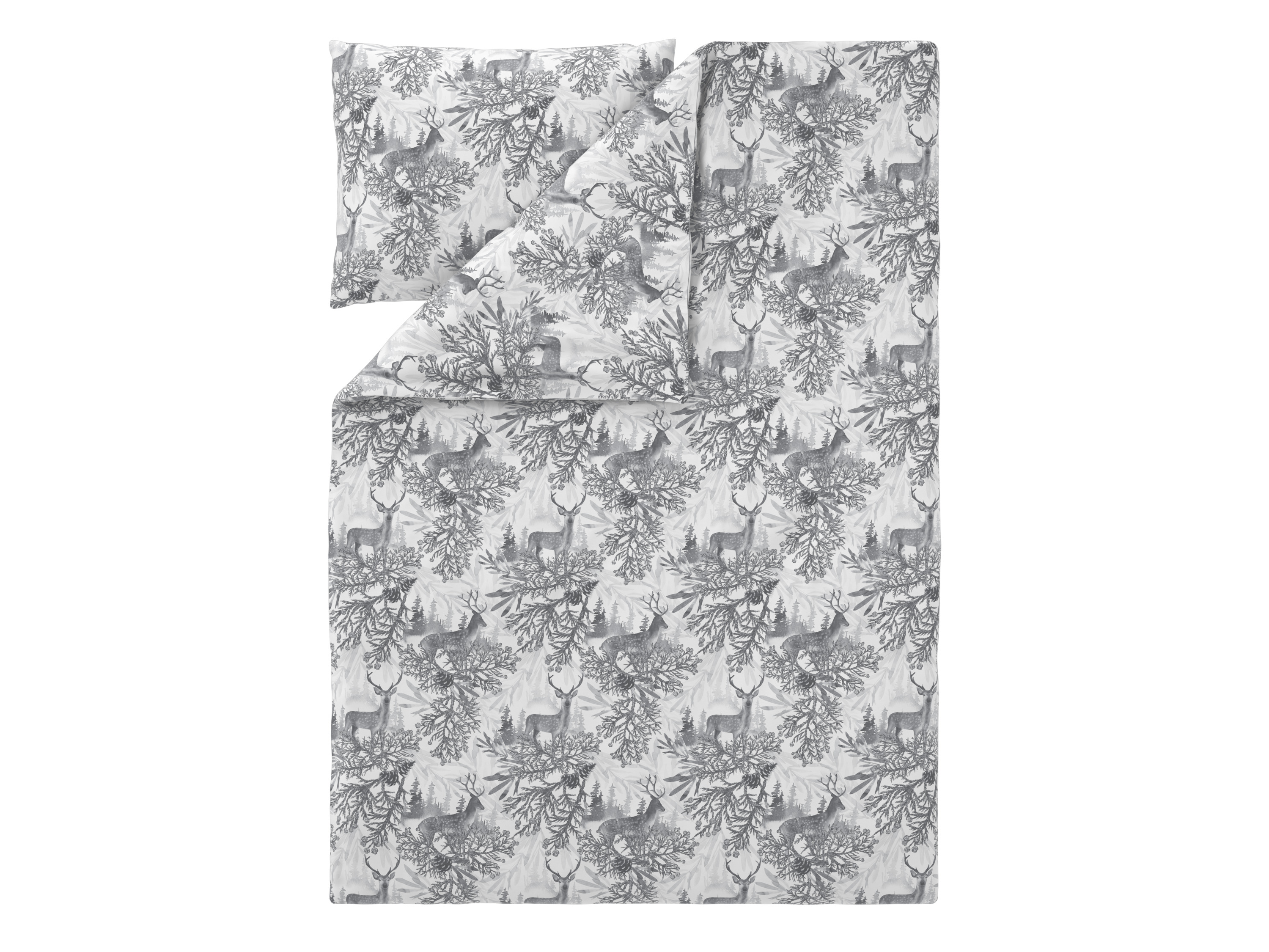 Livarno® Ložní povlečení z jemného flanelu, 140 x 200 cm, 70 x 90 cm (bílá/šedá)