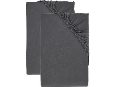 Sada žerzejových napínacích prostěradel, 90–100 x 200 cm, šedá, 2dílná