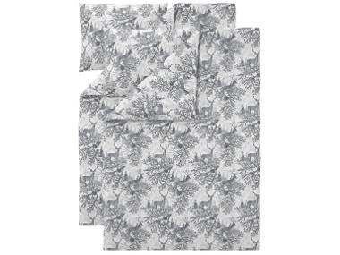 Sada ložního povlečení z jemného flanelu, 140 x 200 cm, 70 x 90 cm, bílá/šedá, 2dílná