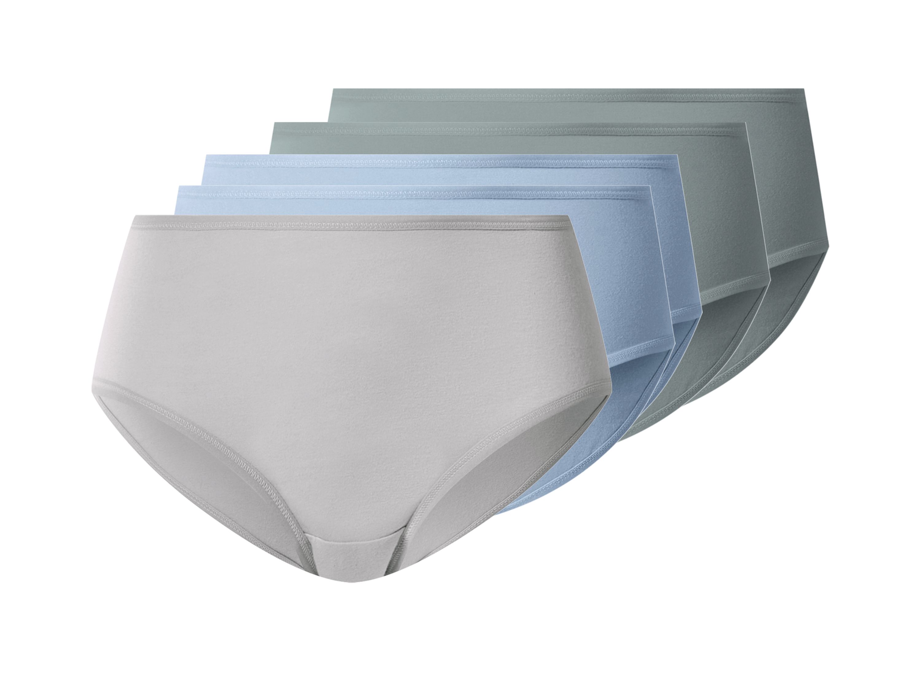 Esmara® Dámské kalhotky s vysokým pasem, 5 kusů (zelená/modrá/šedá, M(40/42))