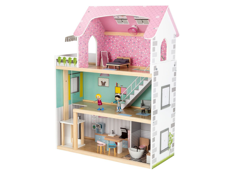PLAYTIVE® Dřevěný domeček pro panenky XXL