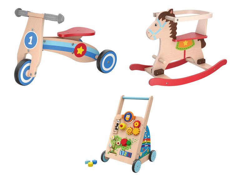 PLAYTIVE® Dřevěný houpací kůň / odrážedlo / chodítko