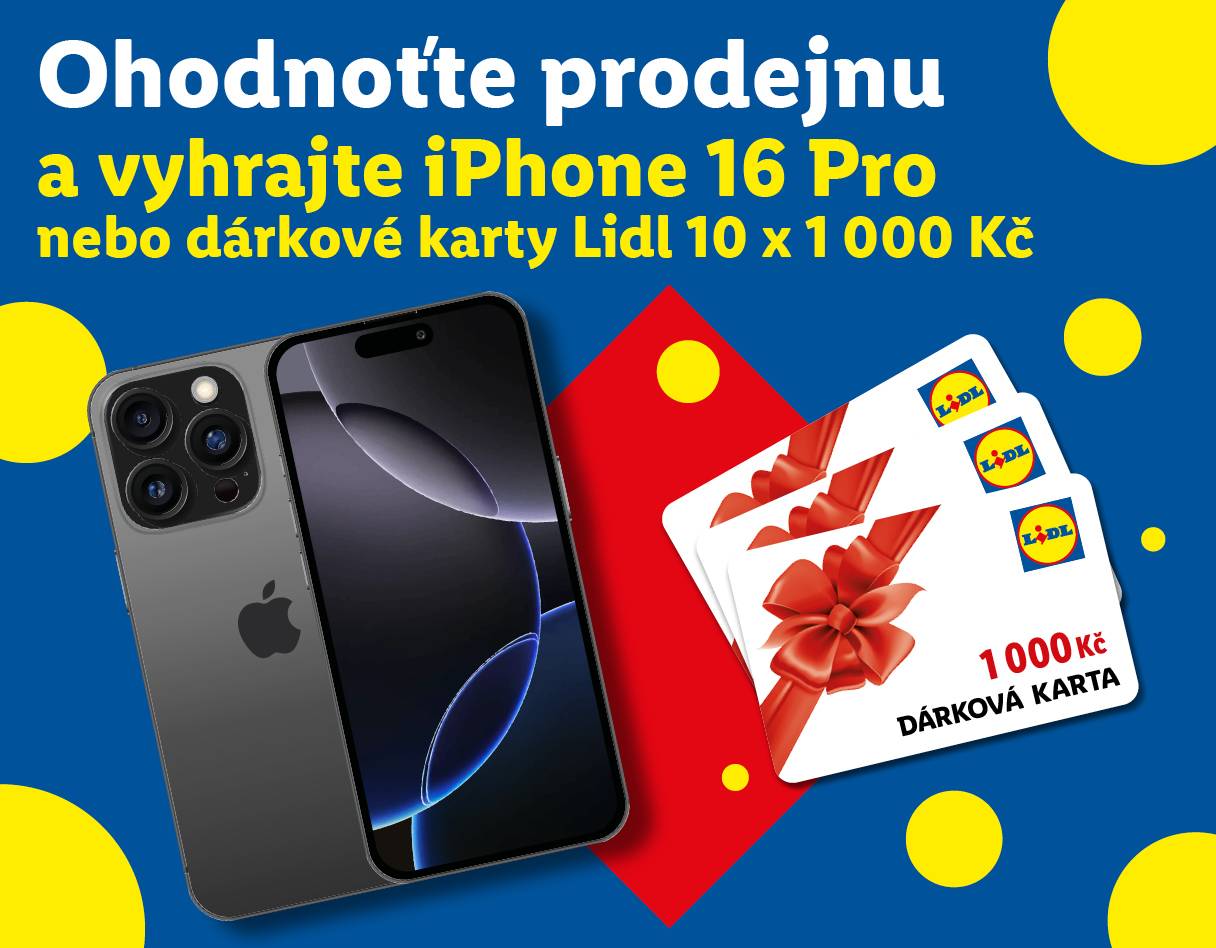 Soutěž Lidl: vyhrajte iPhone 16 Pro nebo dárkové karty Lidl.