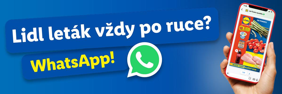 Leták Lidl na WhatsAppu: nabídky na chřest, rajčata a kuře.