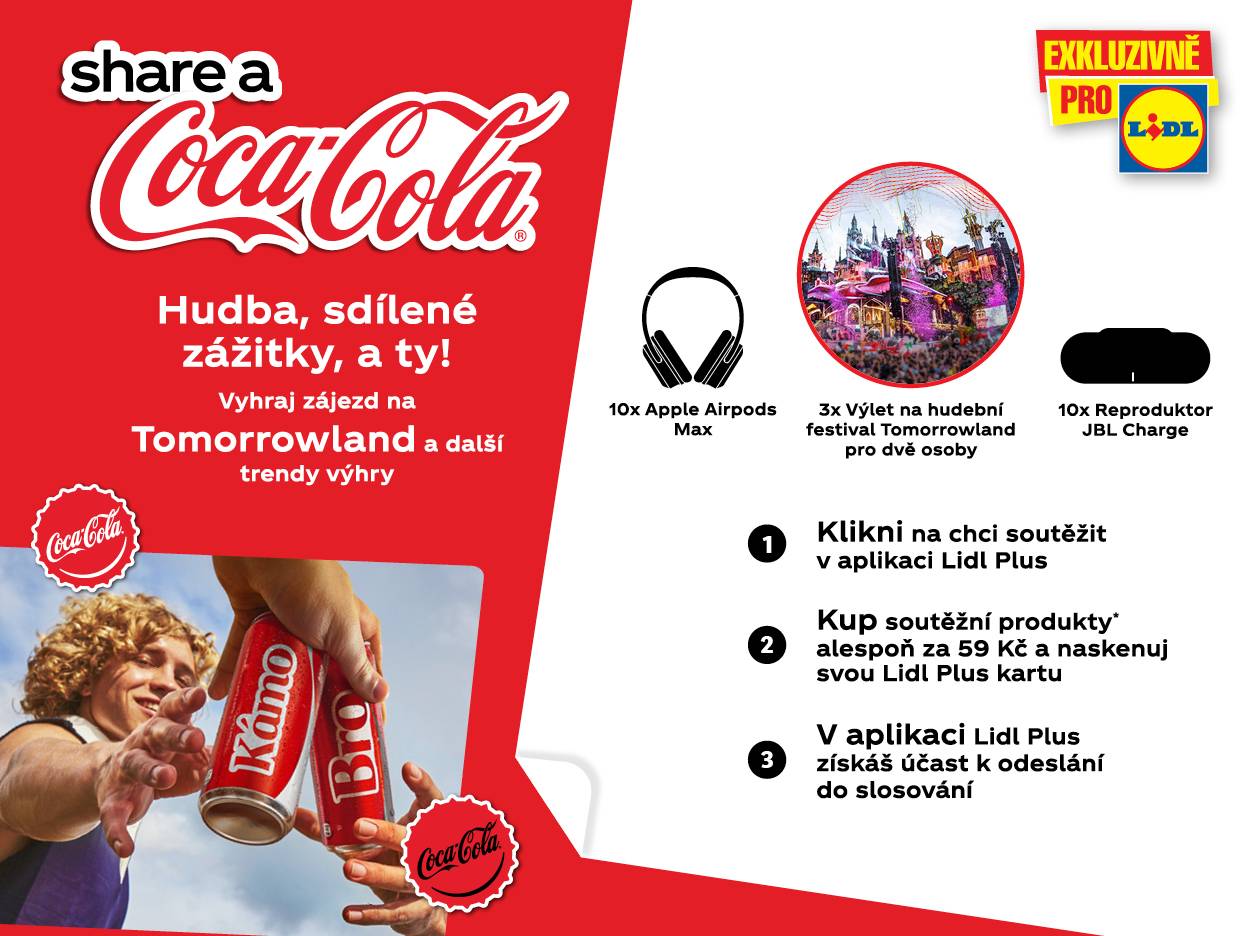 Coca-Cola soutěž s výhrami: Tomorrowland, Apple Airpods, JBL reproduktor.