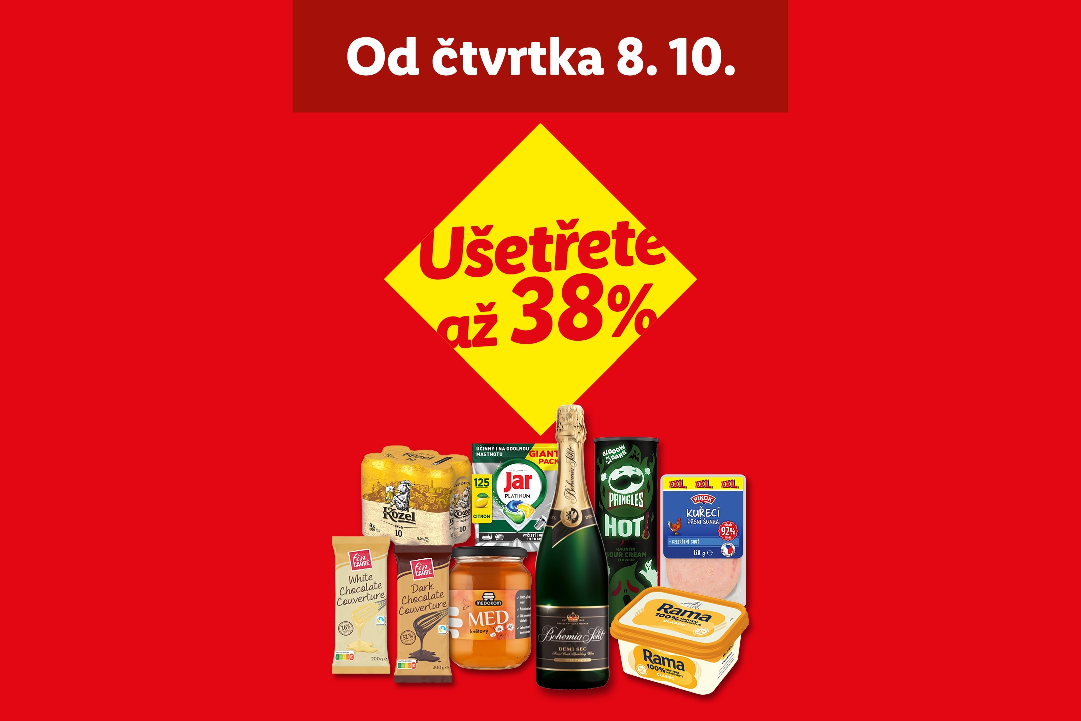 Akční nabídka potravin a drogerie se slevou až 38 % od čtvrtka 8. 10.