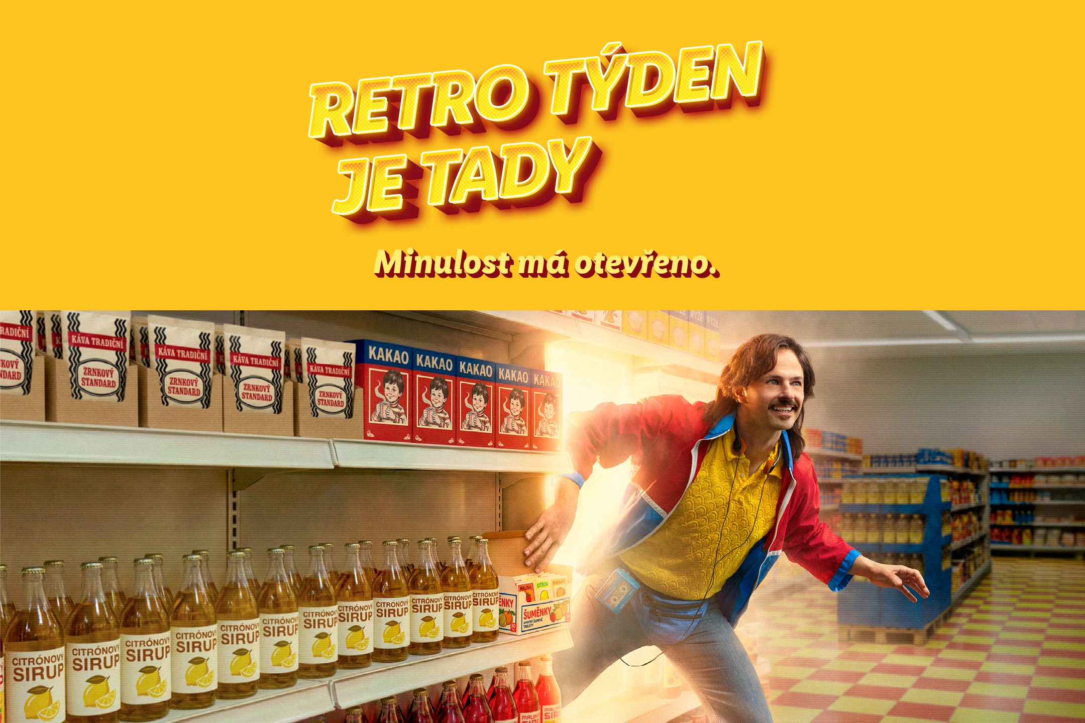 Retro týden v obchodě s nabídkou tradičních sirupů, kávy a kakaa.