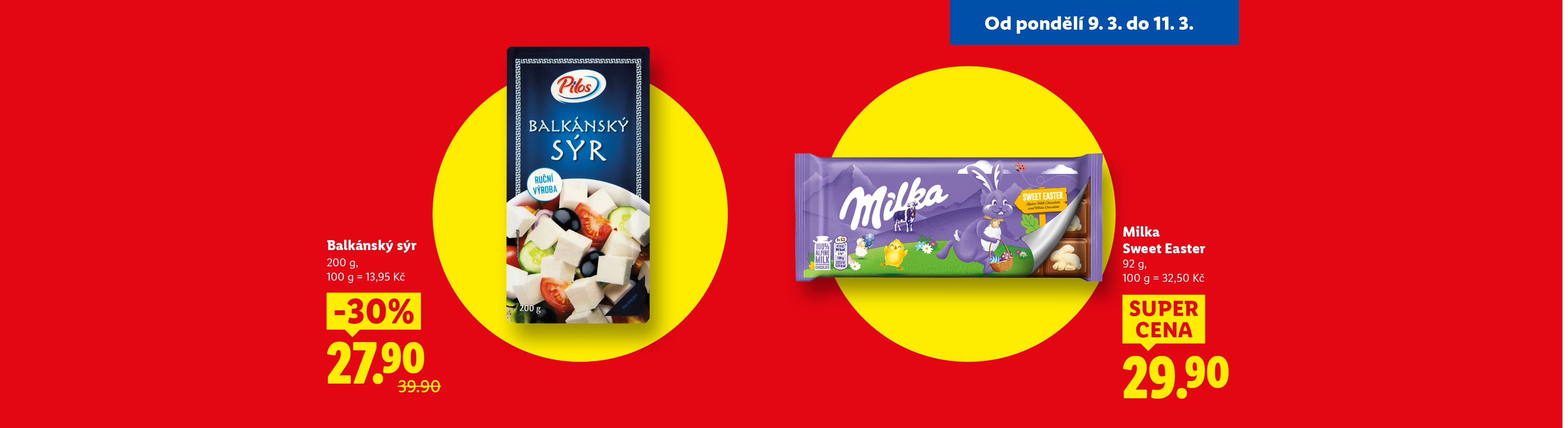 Balkánský sýr a čokoláda s velikonoční tematikou v akci.