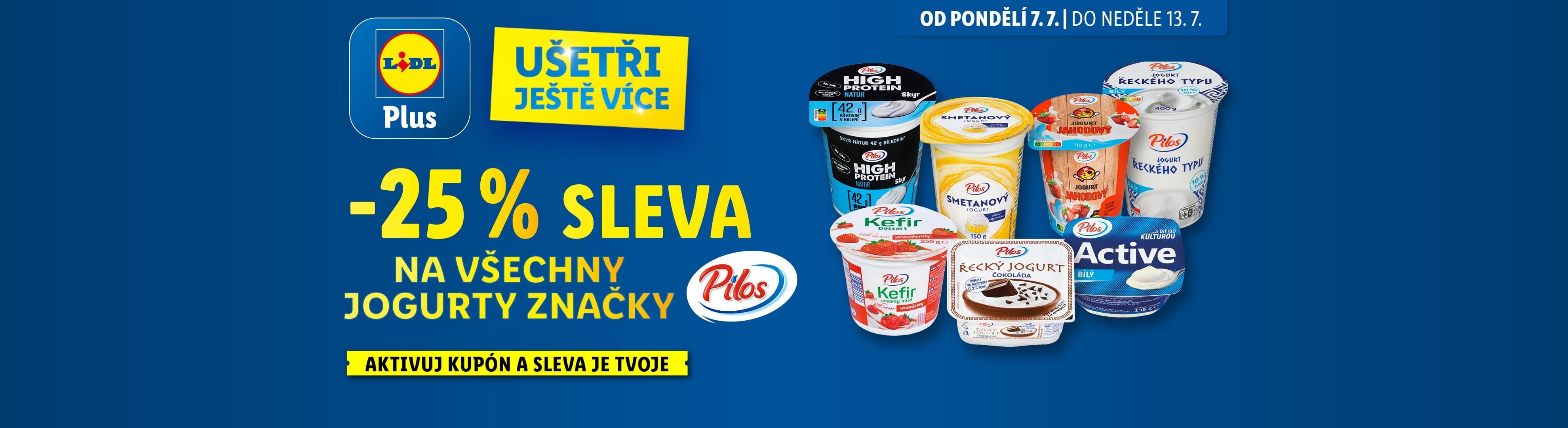 Sleva 25% na jogurty Pilos v Lidlu od 7. do 13.7.