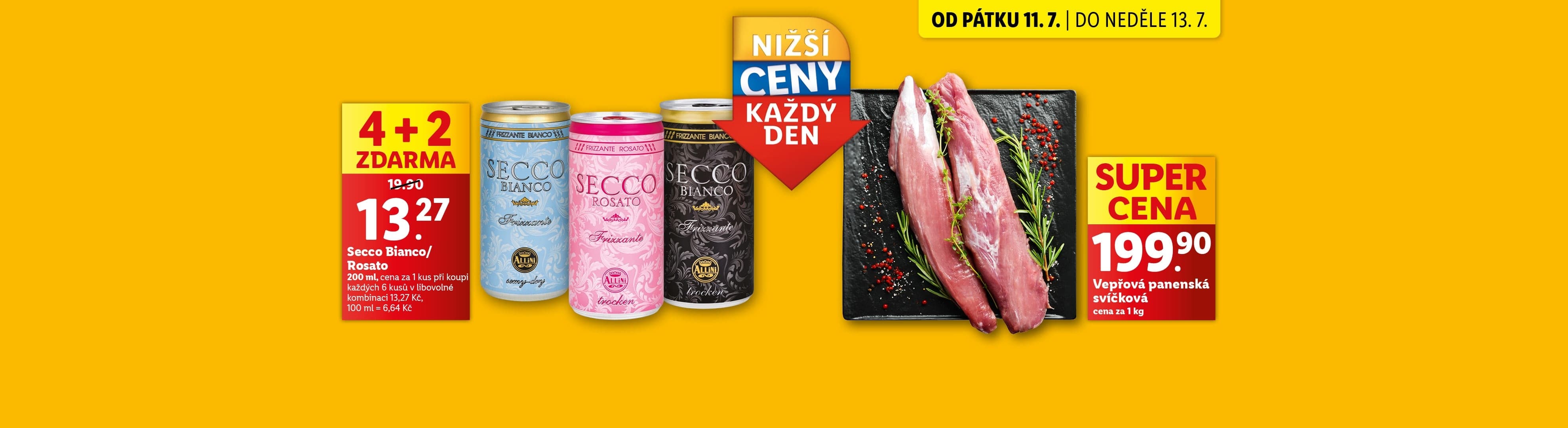 Akční nabídka Secco Bianco a Rosato od Allini: 4+2 zdarma za 13,27 Kč.
