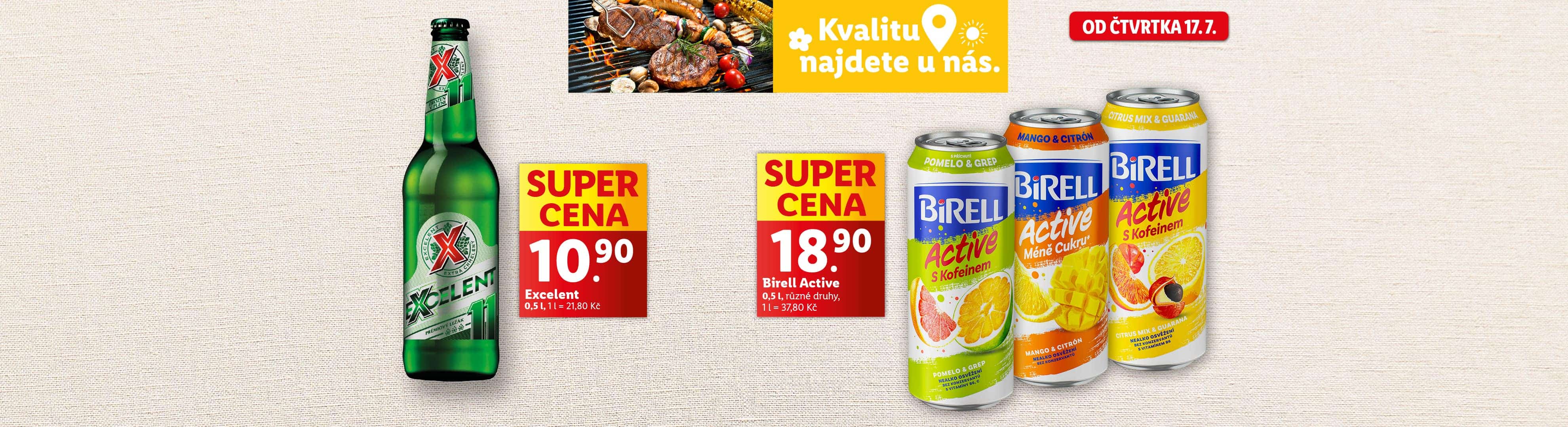 Akční nabídka piva Excelent za 10,90 Kč.