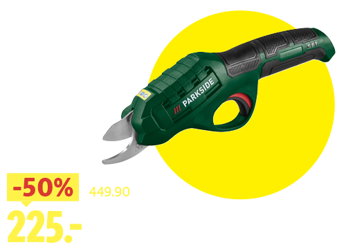 Zelené elektrické nůžky na živý plot s 50% slevou, původní cena 449.90, nyní 225.