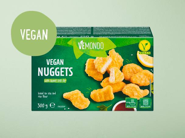 Veganské nugety Vemondo s chilli omáčkou.