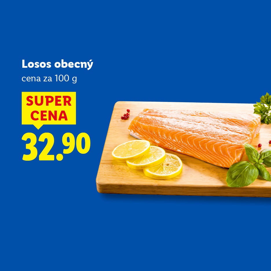 Losos obecný, cena za 100 g, 32.90, SUPER CENA