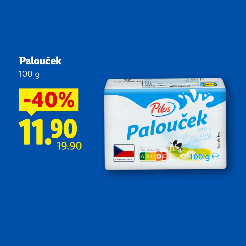 Palouček 100g, sleva 40% za 11.90 Kč, původní cena 19.90 Kč.