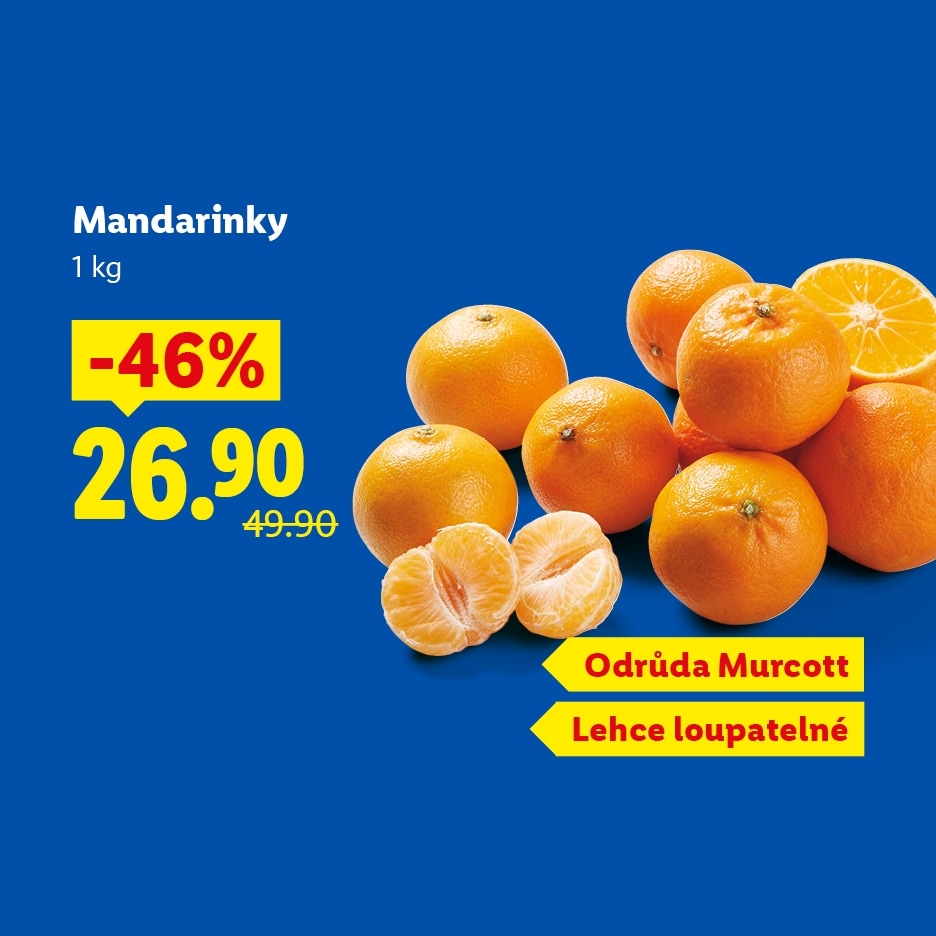 Mandarinky Murcott, snadno loupatelné, se slevou 46 % za 26.90.