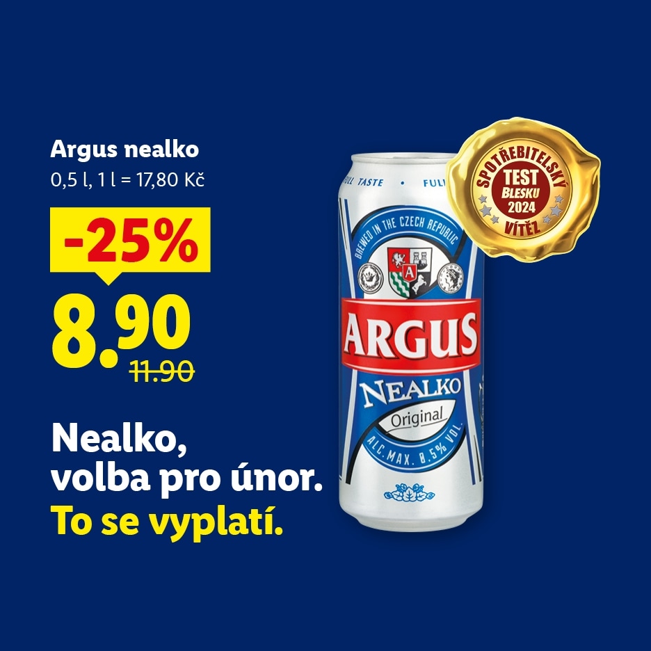 Nealkoholické pivo v plechovce s 25% slevou za 8,90 Kč, vítěz spotřebitelského testu.