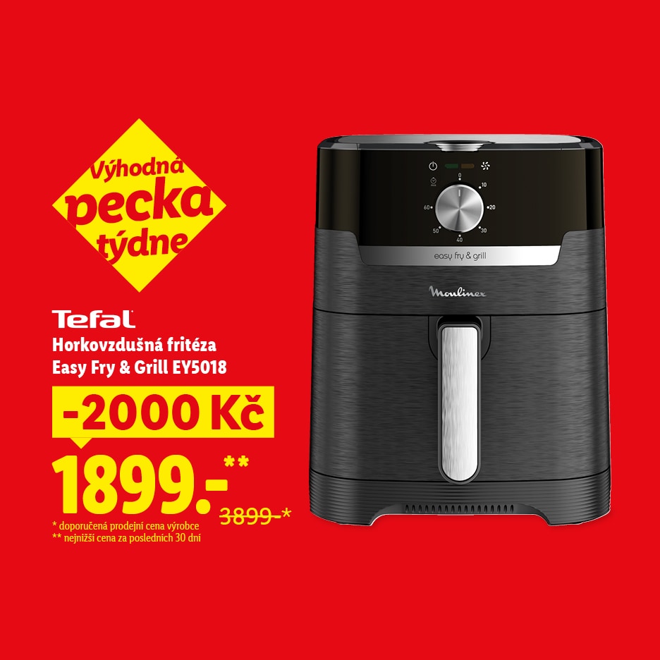 Horkovzdušná fritéza s grilem se slevou 2000 Kč, nyní za 1899 Kč.