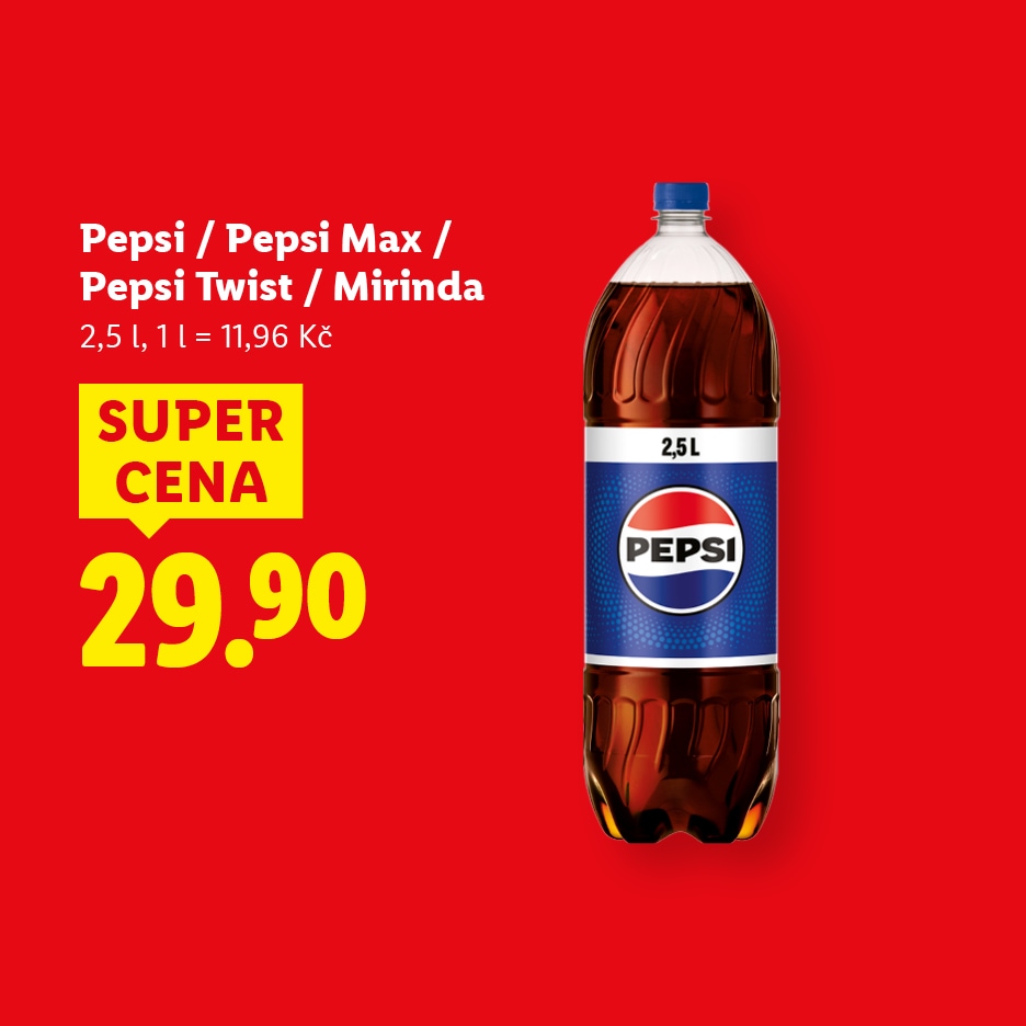 2,5l láhev koly nebo Mirindy za super cenu 29,90 Kč.