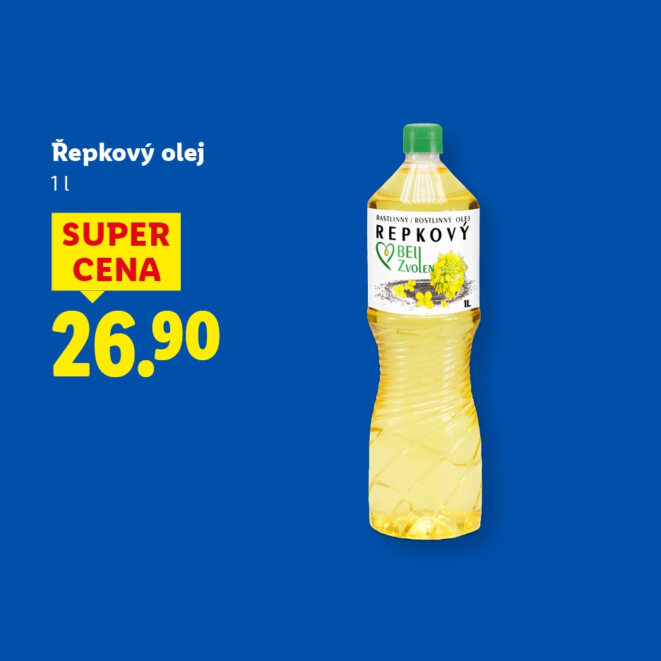 Řepkový olej 1L za super cenu 26.90.