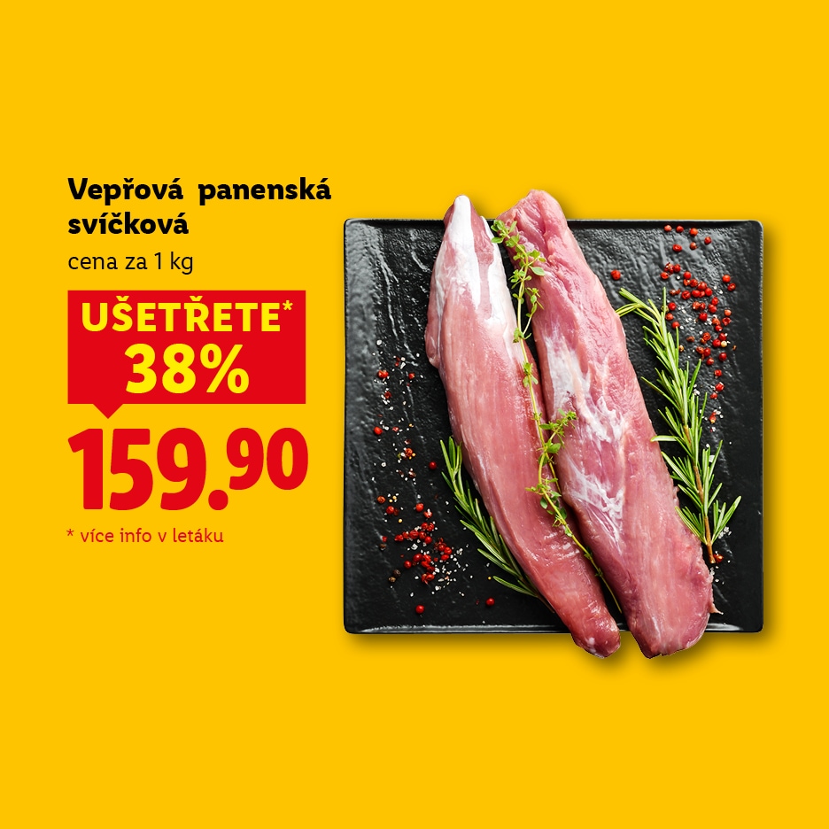 Vepřová panenská svíčková za 159.90 Kč, ušetříte 38 %.