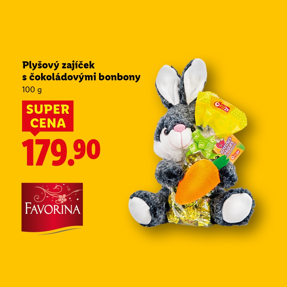 Plyšový zajíček s čokoládovými bonbony, 100 g, za super cenu 179.90.