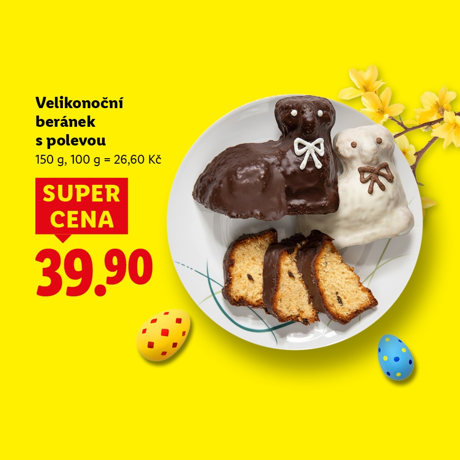 Velikonoční beránek s polevou, 150 g za 39,90 Kč, super cena.