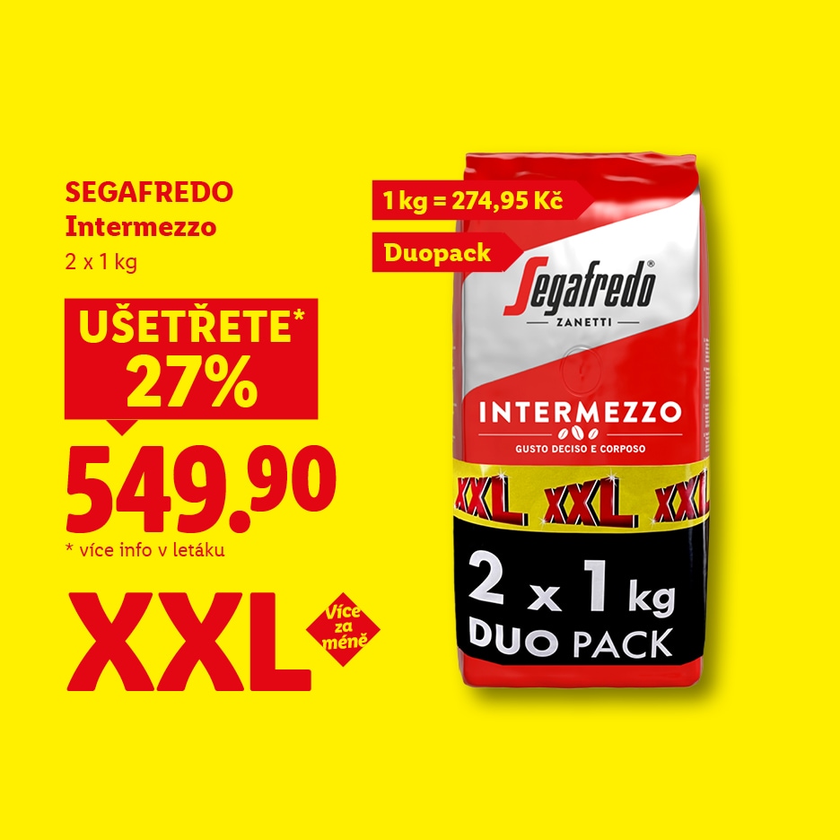 Akční nabídka na kávu v duopacku s úsporou 27 % za 549,90 Kč.